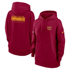 Women's Washington Commanders Burgundy Sideline Club Fleece Pullover Hoodie(Run Small) 