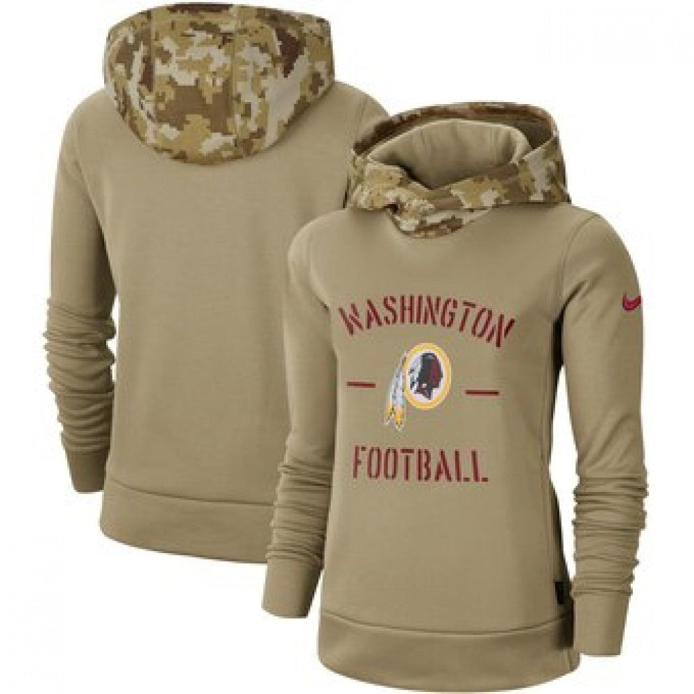 Women's Washington Redskins Khaki 2019 Salute to Service Therma Pullover Hoodie(Run Small) 