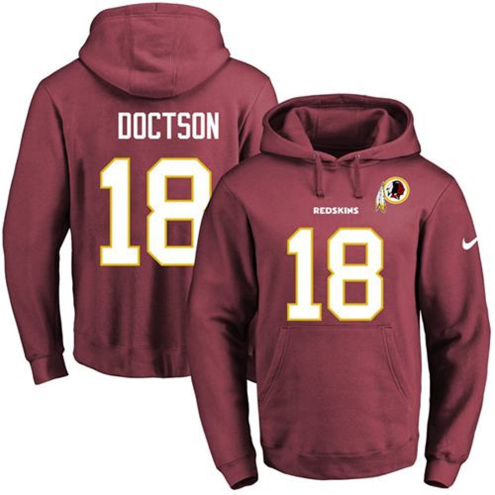 Redskins #18 Josh Doctson Burgundy Red Name & Number Pullover NFL Hoodie 