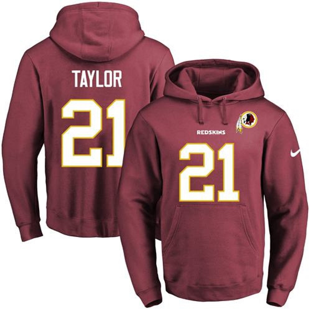 Redskins #21 Sean Taylor Burgundy Red Name & Number Pullover NFL Hoodie 