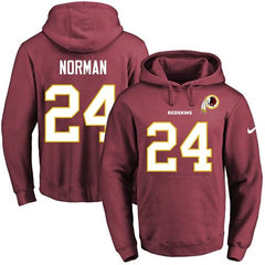 Redskins #24 Josh Norman Burgundy Red Name & Number Pullover NFL Hoodie 