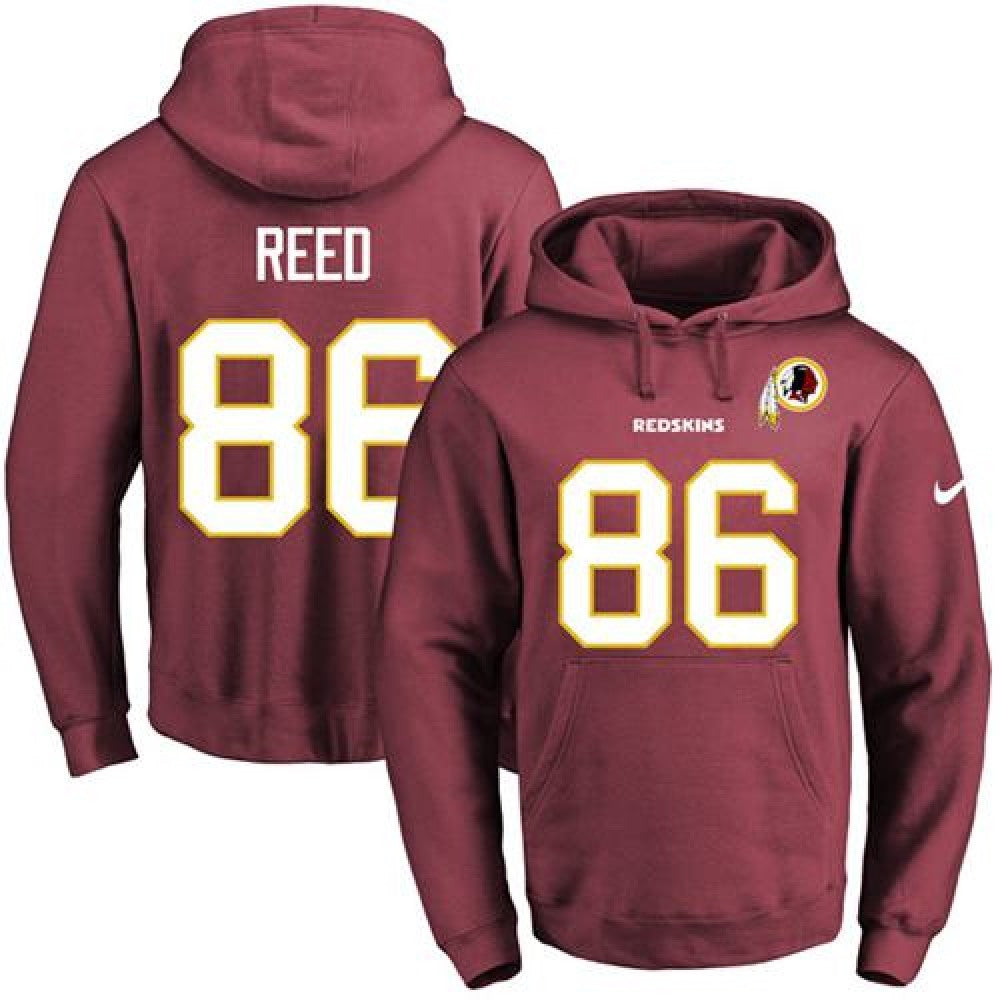 Redskins #86 Jordan Reed Burgundy Red Name & Number Pullover NFL Hoodie 