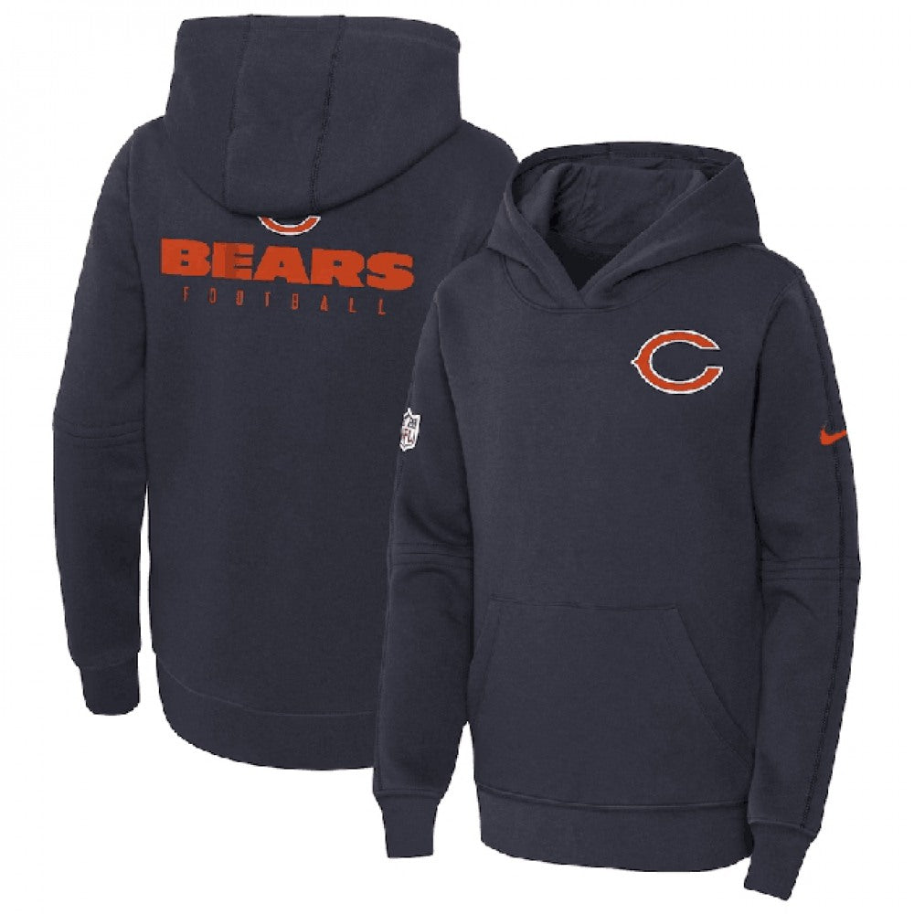 Youth Chicago Bears Navy Sideline Club Fleece Pullover Hoodie 