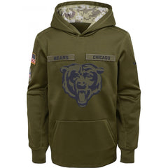 Youth Chicago Bears Olive Salute to Service Pullover Performance NFL Hoodie 