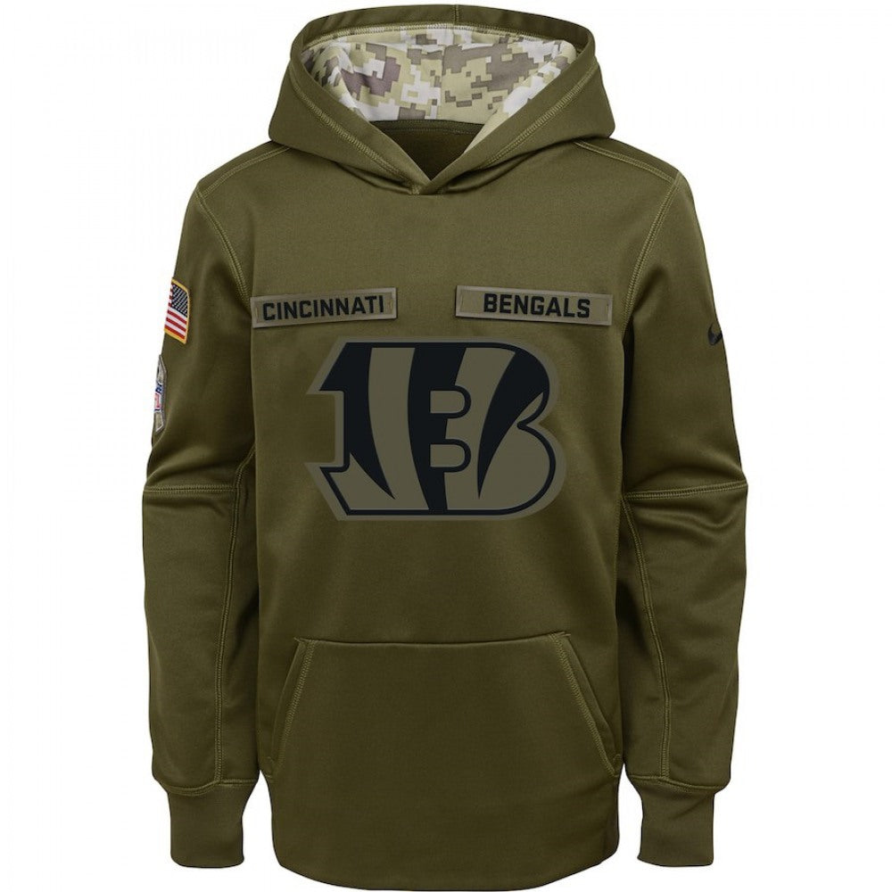 Youth Cincinnati Bengals Olive Salute to Service Pullover Performance NFL Hoodie 