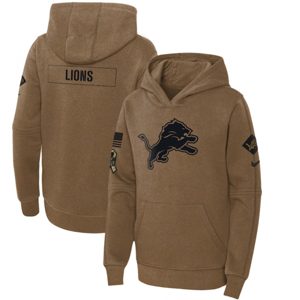 Youth Detroit Lions 2023 Brown Salute to Service Pullover Hoodie 