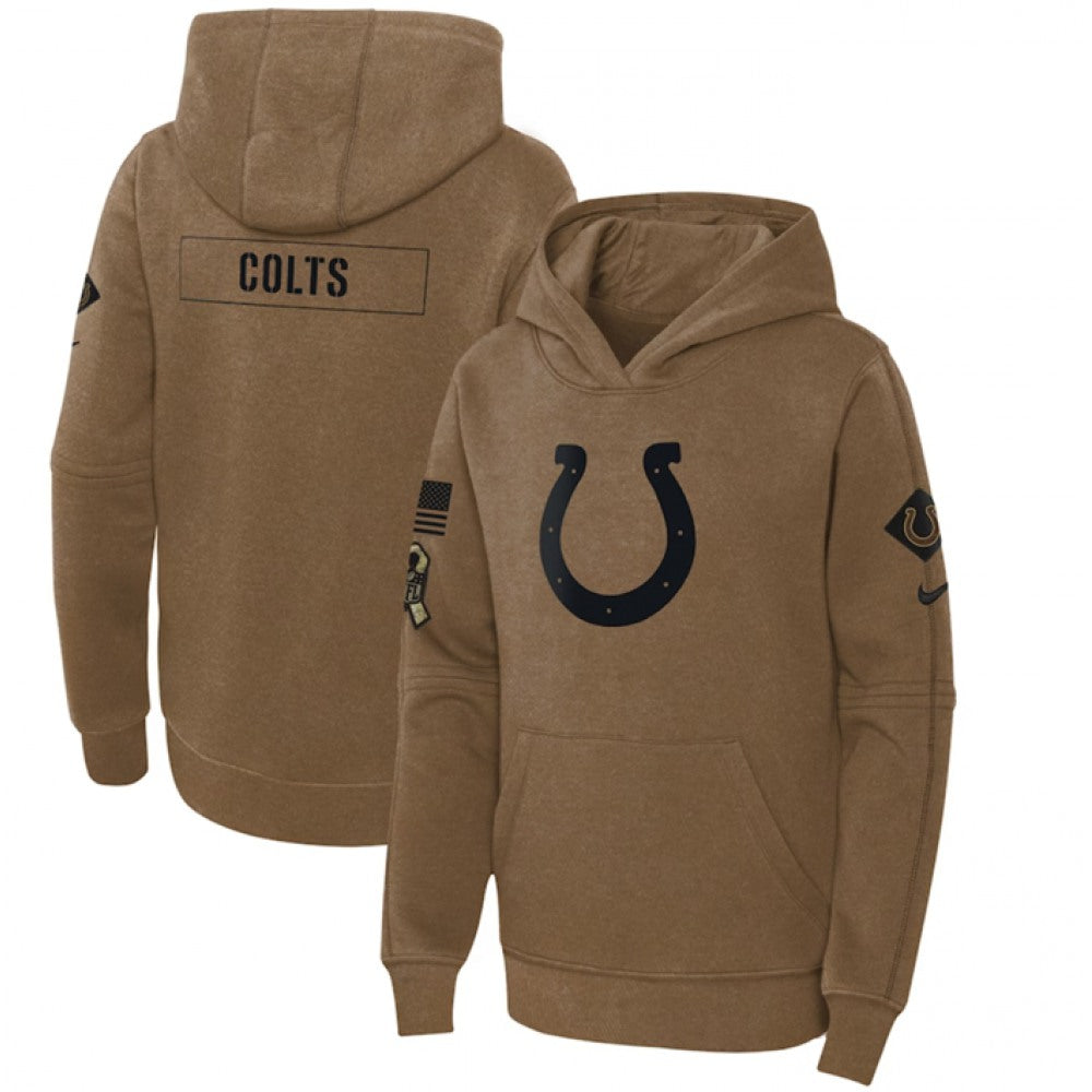 Youth Indianapolis Colts 2023 Brown Salute to Service Pullover Hoodie 