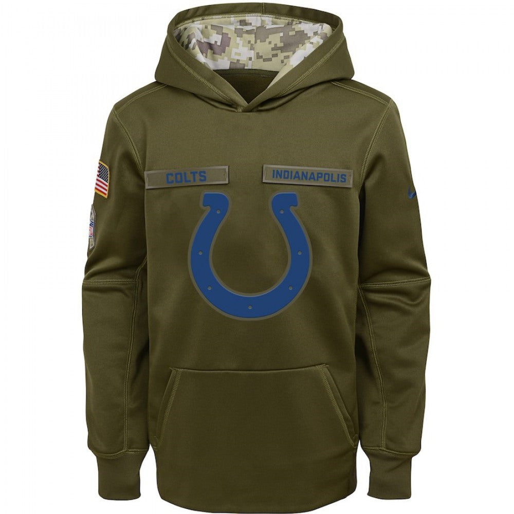 Youth Indianapolis Colts Olive Salute to Service Pullover Performance NFL Hoodie 