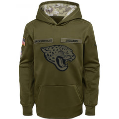 Youth Jacksonville Jaguars Olive Salute to Service Pullover Performance NFL Hoodie 