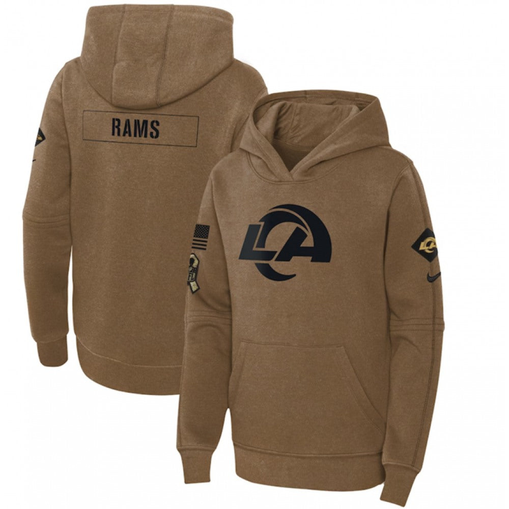 Youth Los Angeles Rams 2023 Brown Salute to Service Pullover Hoodie 