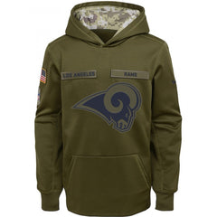 Youth Los Angeles Rams Olive Salute to Service Pullover Performance NFL Hoodie 