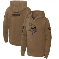 Youth Minnesota Vikings 2023 Brown Salute to Service Pullover Hoodie 