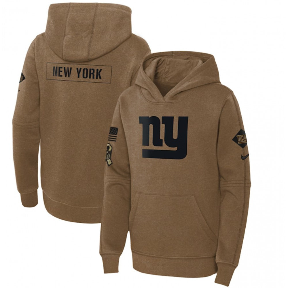 Youth New York Giants 2023 Brown Salute to Service Pullover Hoodie 