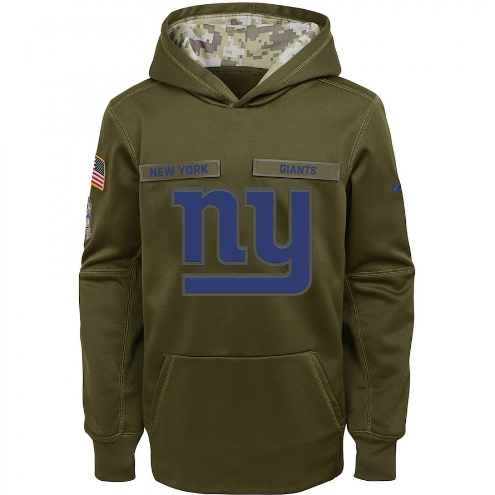 Youth New York Giants Olive Salute to Service Pullover Performance NFL Hoodie 
