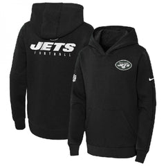 Youth New York Jets Black Sideline Club Fleece Pullover Hoodie 