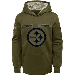 Youth Pittsburgh Steelers Olive Salute to Service Pullover Performance NFL Hoodie 
