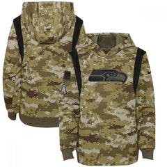 Youth Seattle Seahawks 2021 Camo Salute To Service Therma Performance Pullover Hoodie 