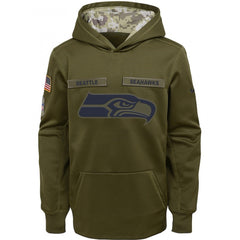 Youth Seattle Seahawks Olive Salute to Service Pullover Performance NFL Hoodie 