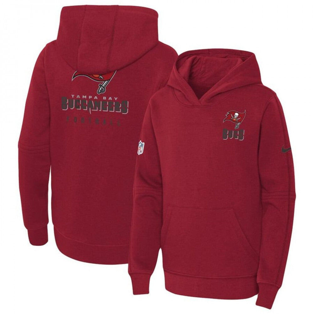 Youth Tampa Bay Buccaneers Red Sideline Club Fleece Pullover Hoodie 
