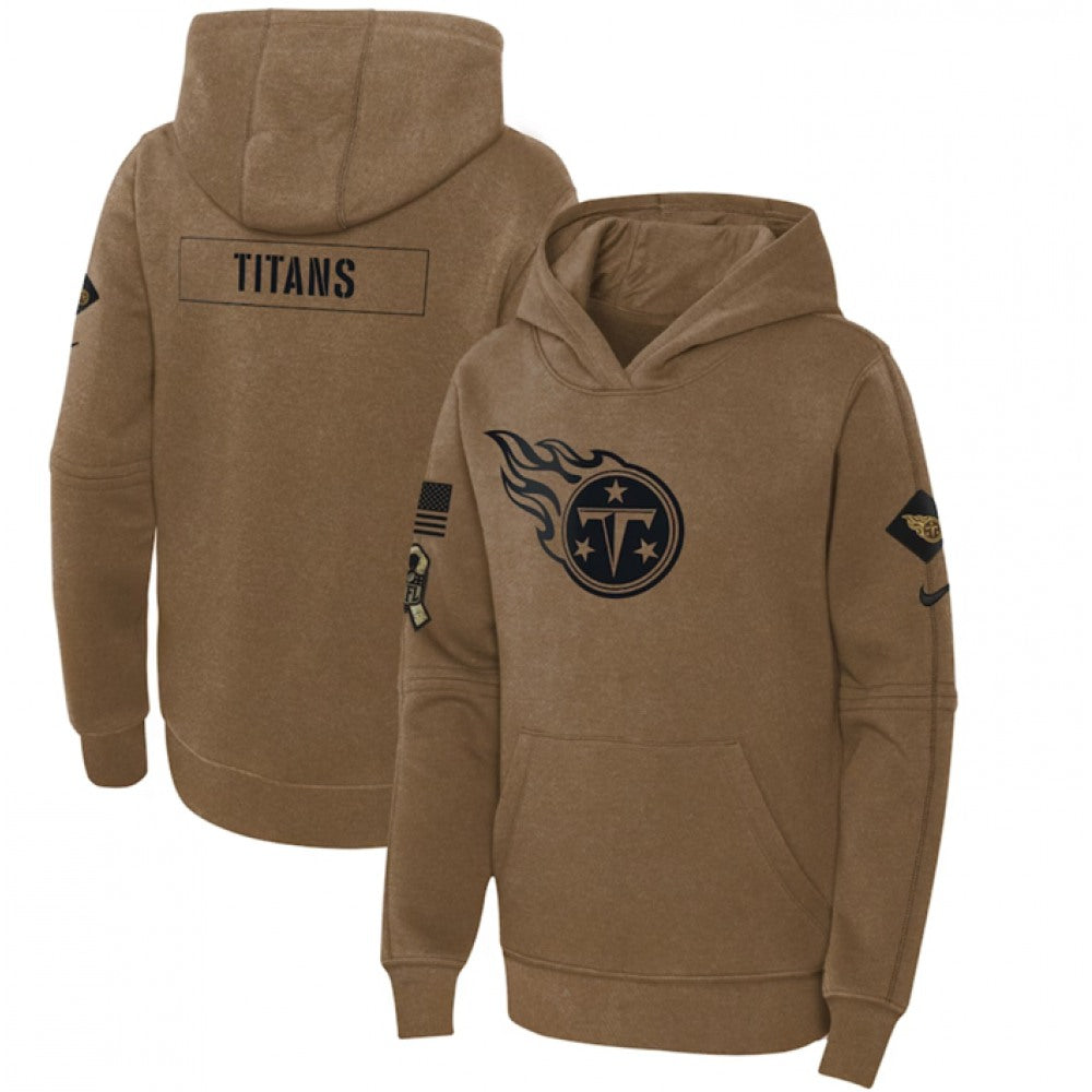 Youth Tennessee Titans 2023 Brown Salute to Service Pullover Hoodie 