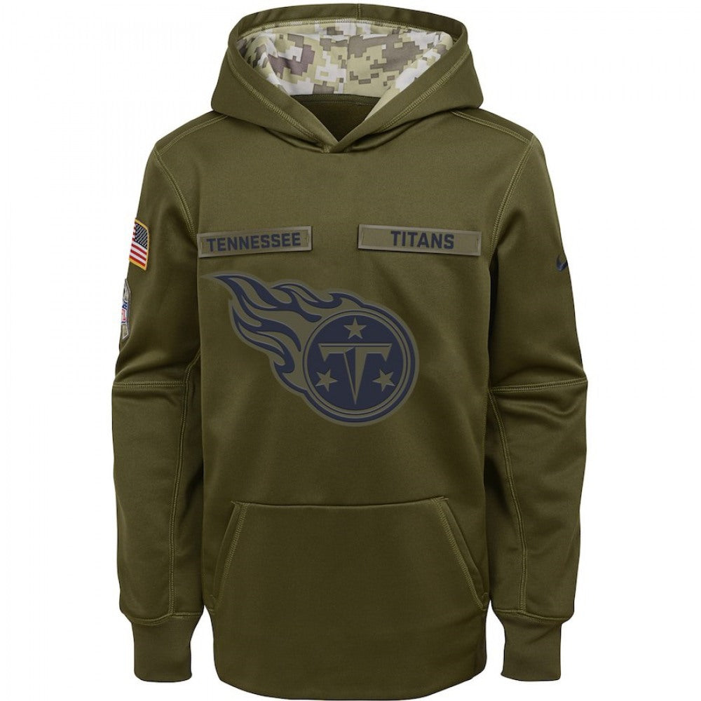 Youth Tennessee Titans Olive Salute to Service Pullover Performance NFL Hoodie 