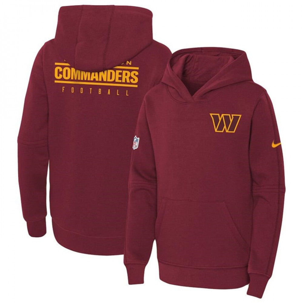 Youth Washington Commanders Burgundy Sideline Club Fleece Pullover Hoodie 