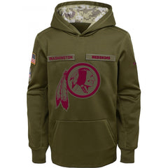 Youth Washington Redskins Olive Salute to Service Pullover Performance NFL Hoodie 