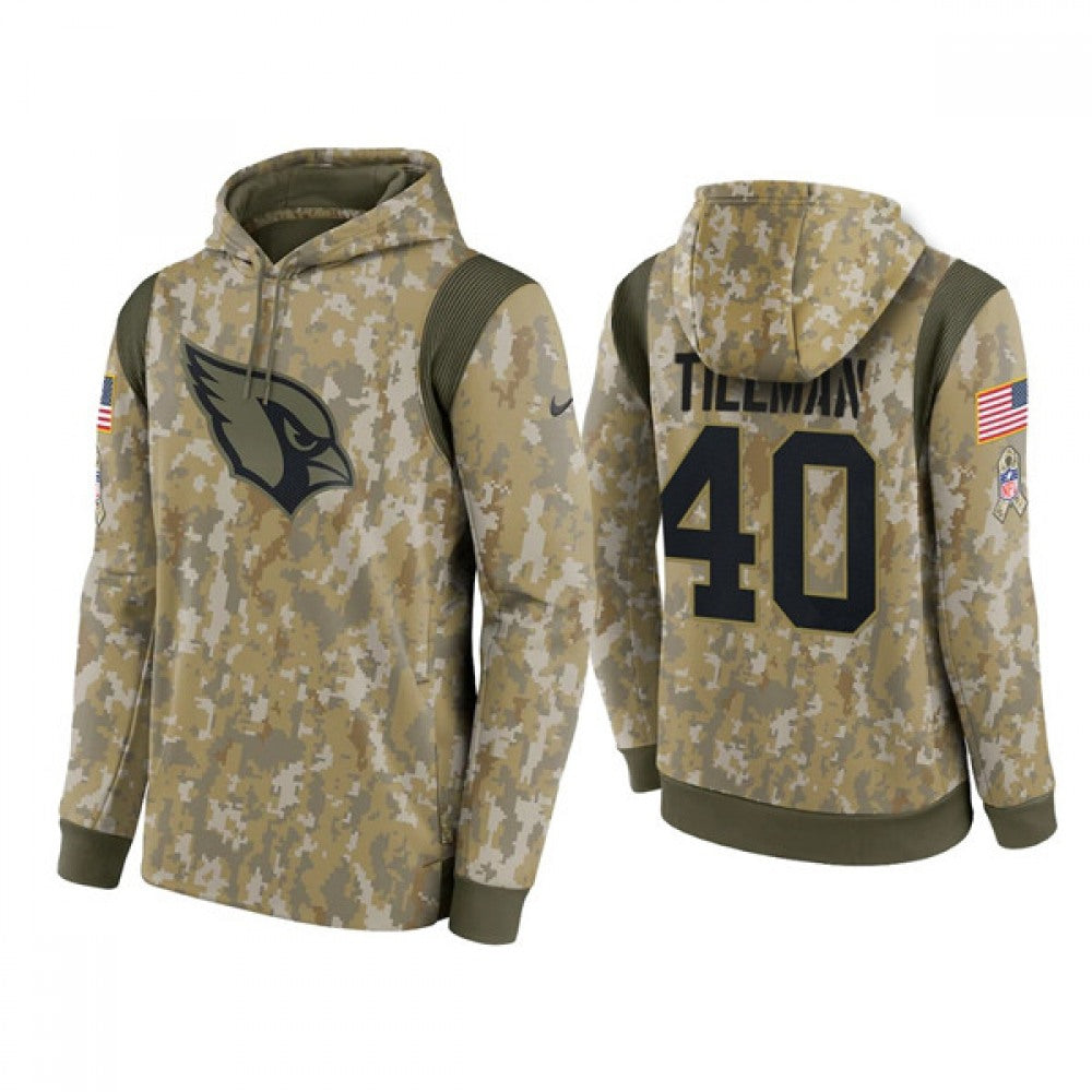 Men's Arizona Cardinals #40 Pat Tillman Camo 2021 Salute To Service Therma Performance Pullover Hoodie 