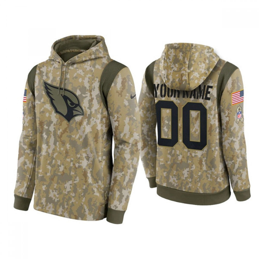 Men's Arizona Cardinals Active Player Custom Camo 2021 Salute To Service Therma Performance Pullover Hoodie 