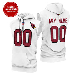 Men's Arizona Cardinals Customized White Limited Edition Sleeveless Hoodie 