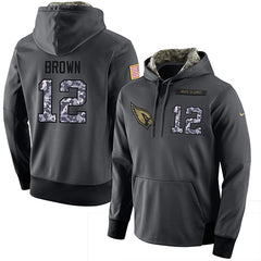 NFL Men's Arizona Cardinals #12 John Brown Stitched Black Anthracite Salute to Service Player Performance Hoodie 