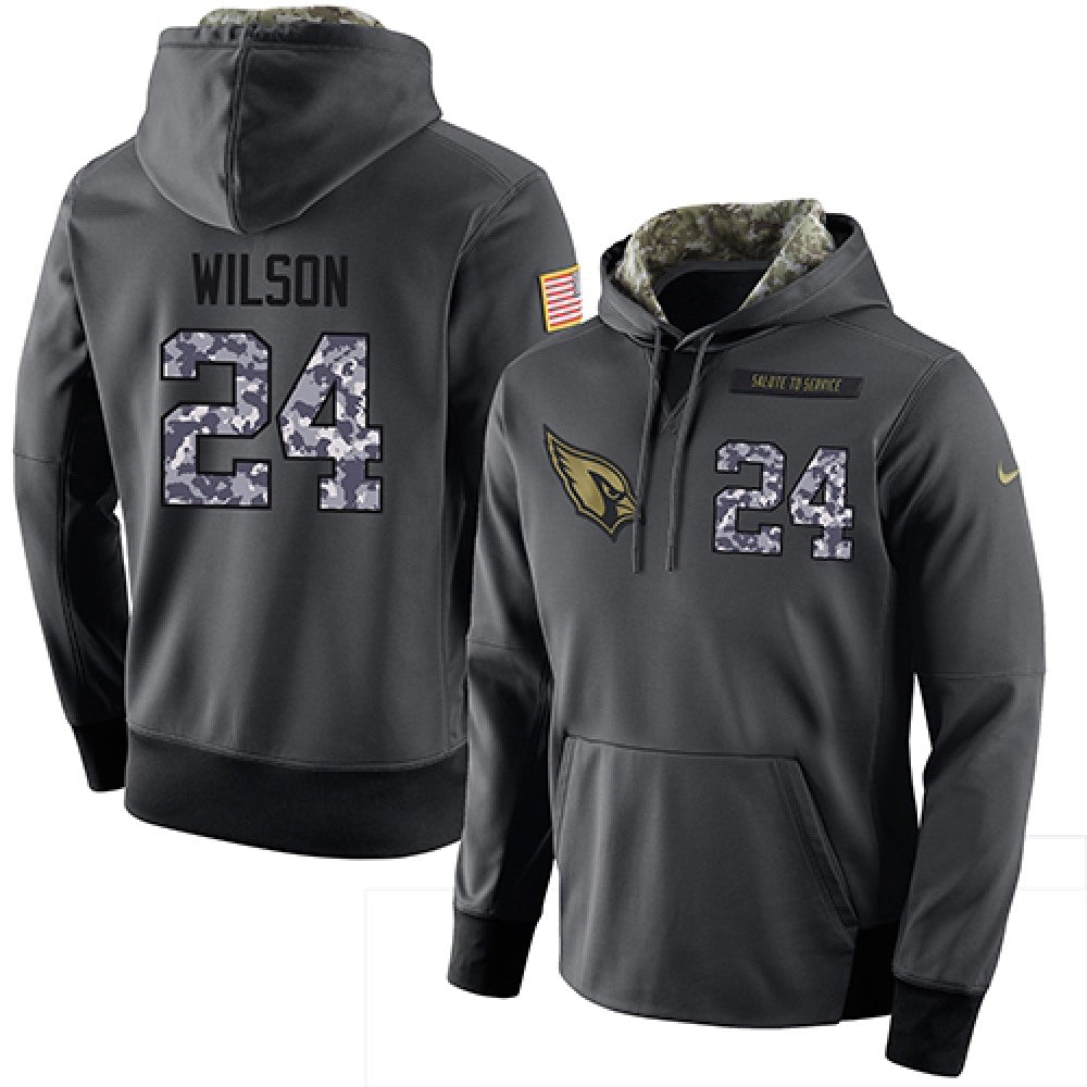 NFL Men's Arizona Cardinals #24 Adrian Wilson Stitched Black Anthracite Salute to Service Player Performance Hoodie 