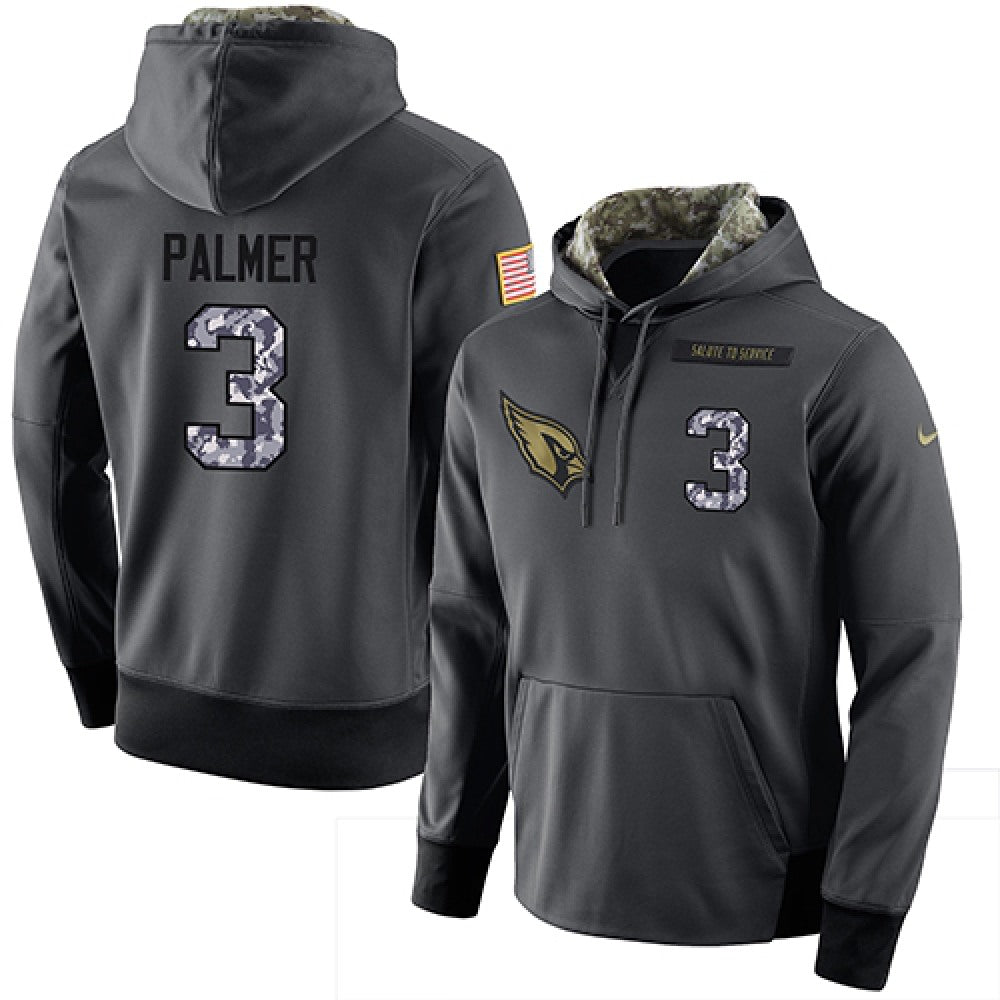 NFL Men's Arizona Cardinals #3 Carson Palmer Stitched Black Anthracite Salute to Service Player Performance Hoodie 