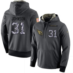 NFL Men's Arizona Cardinals #31 David Johnson Stitched Black Anthracite Salute to Service Player Performance Hoodie 