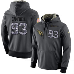 NFL Men's Arizona Cardinals #93 Calais Campbell Stitched Black Anthracite Salute to Service Player Performance Hoodie 
