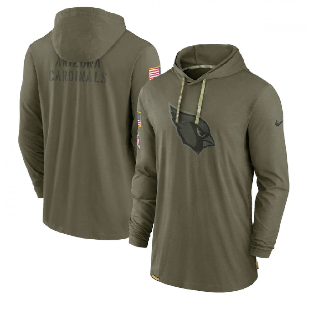 Men's Arizona Cardinals 2022 Olive Salute to Service Tonal Pullover Hoodie 