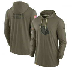 Men's Arizona Cardinals 2022 Olive Salute to Service Tonal Pullover Hoodie 
