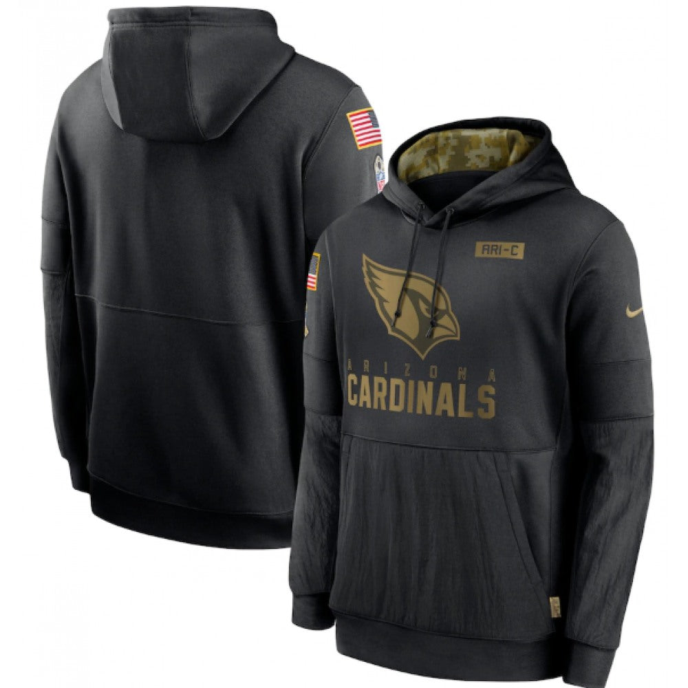 Men's Arizona Cardinals 2020 Black Salute to Service Sideline Performance Pullover Hoodie 