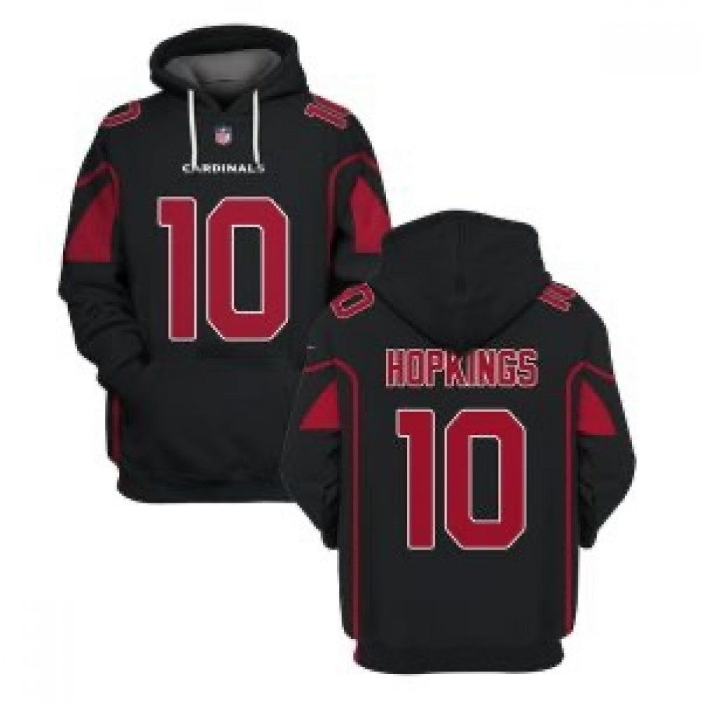 Men's Arizona Cardinals #10 DeAndre Hopkins 2021 Black Pullover Hoodie 