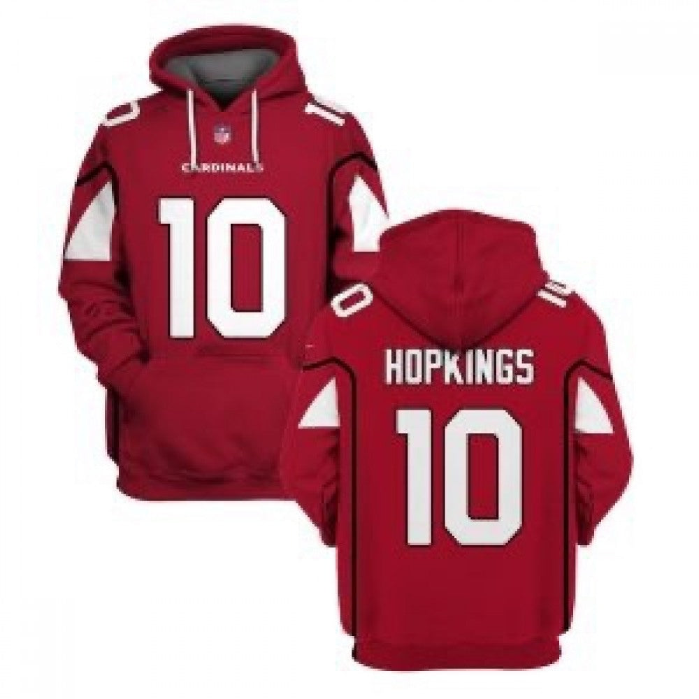 Men's Arizona Cardinals #10 DeAndre Hopkins 2021 Red Pullover Hoodie 
