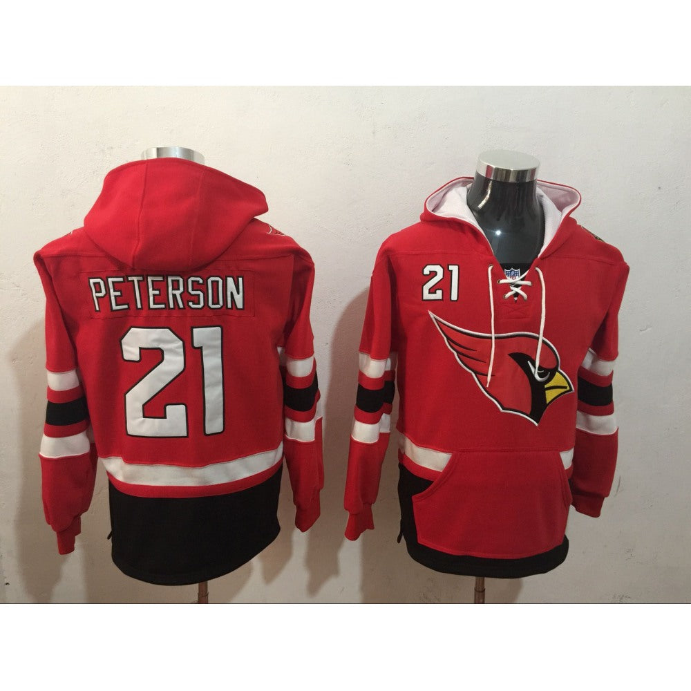 Men's Arizona Cardinals #21 Patrick Peterson Red All Stitched NFL Hoodie Sweatshirt 