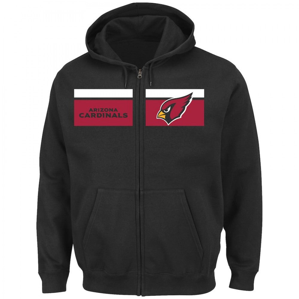 Men's Arizona Cardinals Black Majestic Touchback Full-Zip NFL Hoodie 
