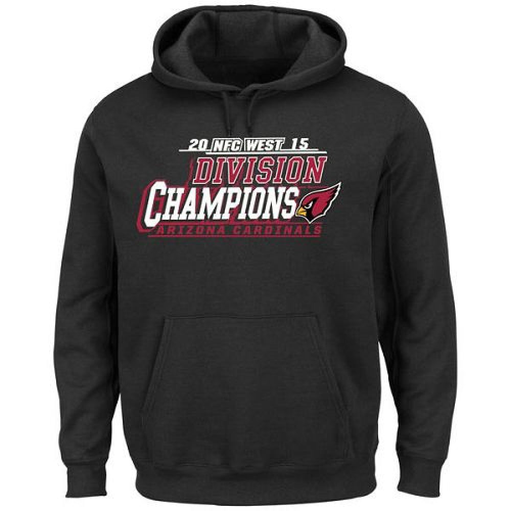 Men's Arizona Cardinals Majestic Black 2015 NFC West Division Champions Pullover Hoodie 