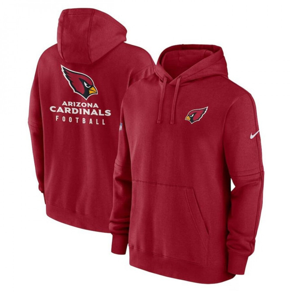 Men's Arizona Cardinals Red Sideline Club Fleece Pullover Hoodie 