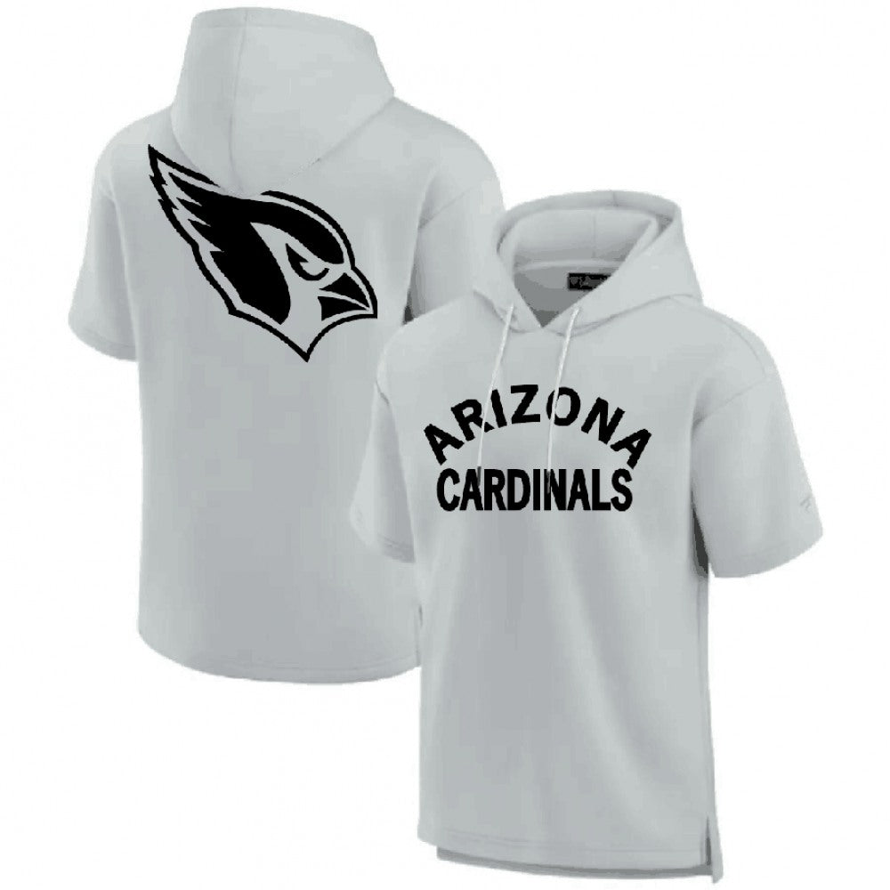 Men's Arizona Cardinals Gray Super Soft Fleece Short Sleeve Hoodie 