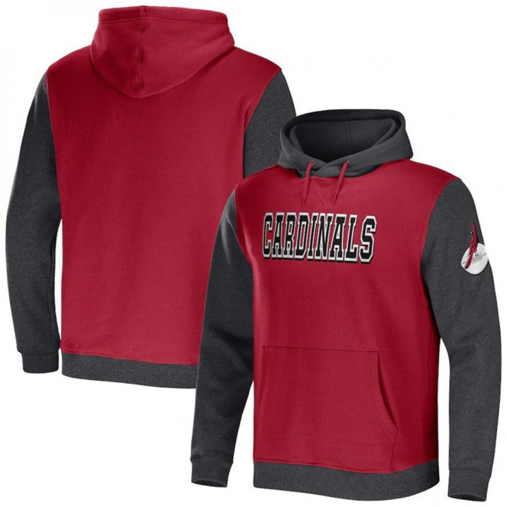 Men's Arizona Cardinals x Darius Rucker Collection Cardinal/Charcoal Colorblock Pullover Hoodie 