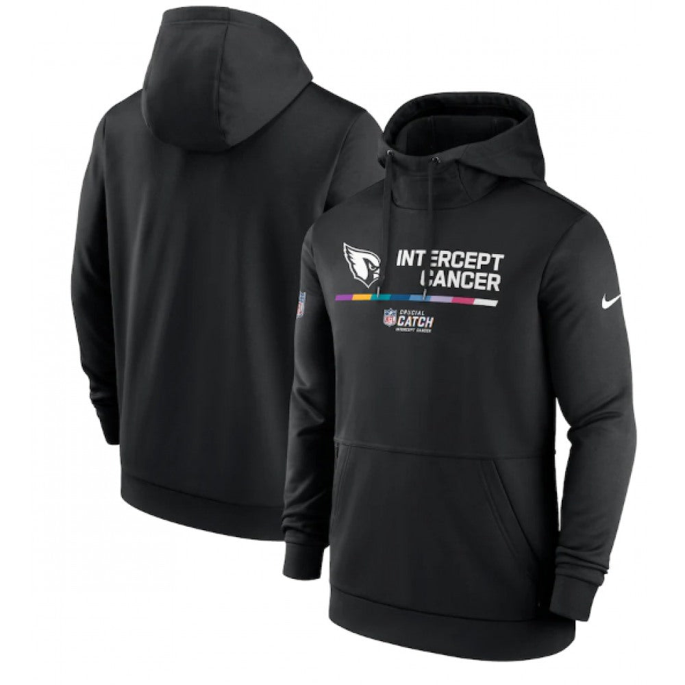 Men's Arizona Cardinals 2022 Black Crucial Catch Therma Performance Pullover Hoodie 