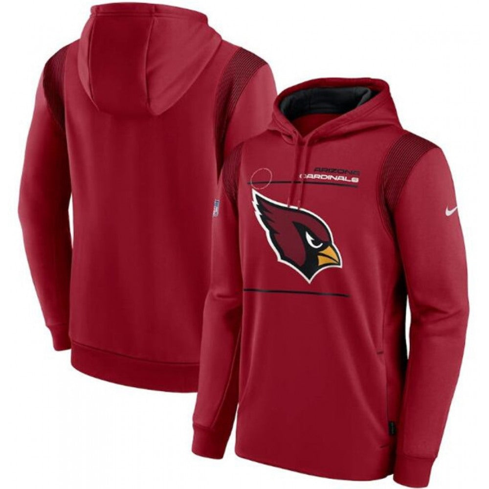 Men's Arizona Cardinals 2021 Red Sideline Logo Performance Pullover Hoodie 