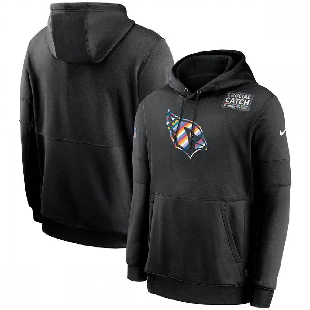Men's Arizona Cardinals 2020 Black Crucial Catch Sideline Performance Pullover Hoodie 