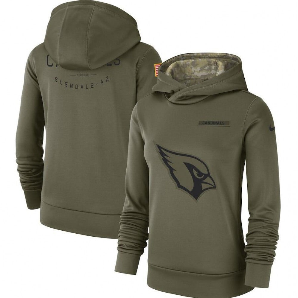 Women's Arizona Cardinals Olive Salute to Service Team Logo Performance Pullover NFL Hoodie 